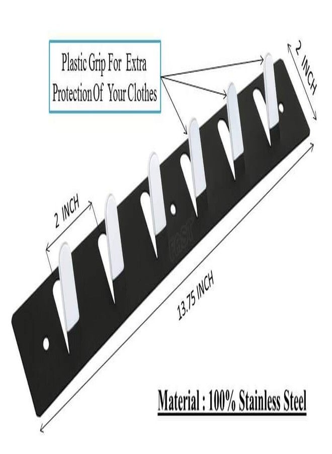 FAST CH14 Black Stainless Steel Towel Hook & Cloth Hooks for Door and Wall Mounted Hanger (6 Hooks Rack) - Image 2